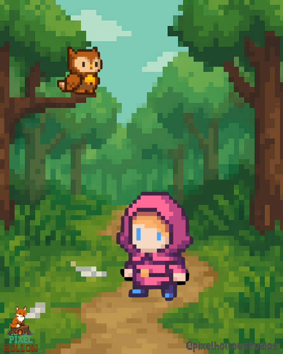 Freebie Promo Image Pixel Hollow Studios Freebie Pack 1 promo. Text reads: “A special gift just for you ❤️ Pixel Hollow Freebie Pack 1 Available now!” Four pixel art companions are displayed: Leafhopper (a green frog with a leaf on its head), Craboulder (a gray rock-crab crea