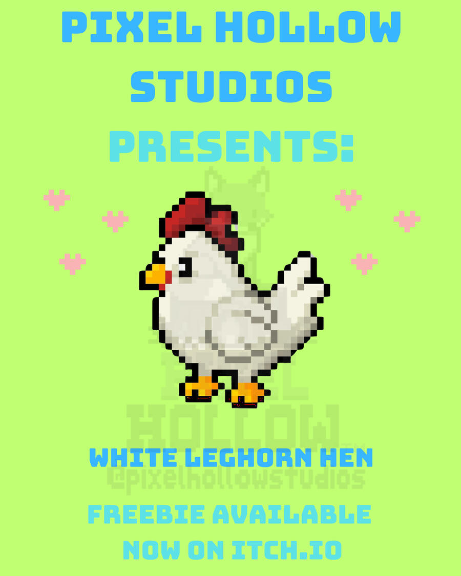 Freebie Promo Image Pixel Hollow Studios Freebie Pack 1 promo. Text reads: “A special gift just for you ❤️ Pixel Hollow Freebie Pack 1 Available now!” Four pixel art companions are displayed: Leafhopper (a green frog with a leaf on its head), Craboulder (a gray rock-crab crea